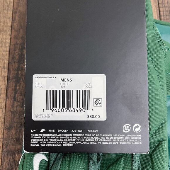 Nike D-Tack 7.0 Lineman Football Gloves Padded Green Mens Size 3XL FN0271-303 - Picture 10 of 11